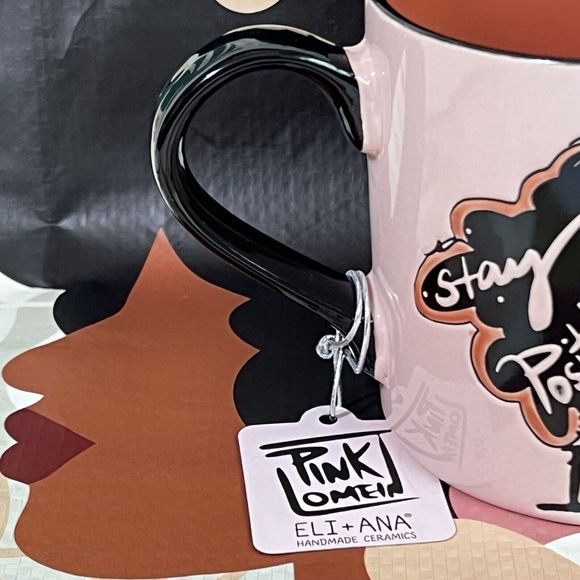 Pink Lomein STAY POSITIVE SIS Handmade Ceramic Coffee Mug 18Oz Eli and Ana - Picture 13 of 17